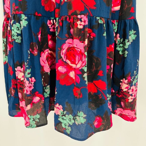 London Times Floral Smocked Bodice A-Line Midi Dress Size 6 Navy Floral - Picture 6 of 13